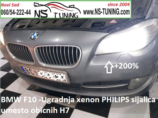bmw f10 2012 2013 2014 ugradnja xenon h7 sijalica philips novi sad beograd ns tuning jace sijalice night breaker